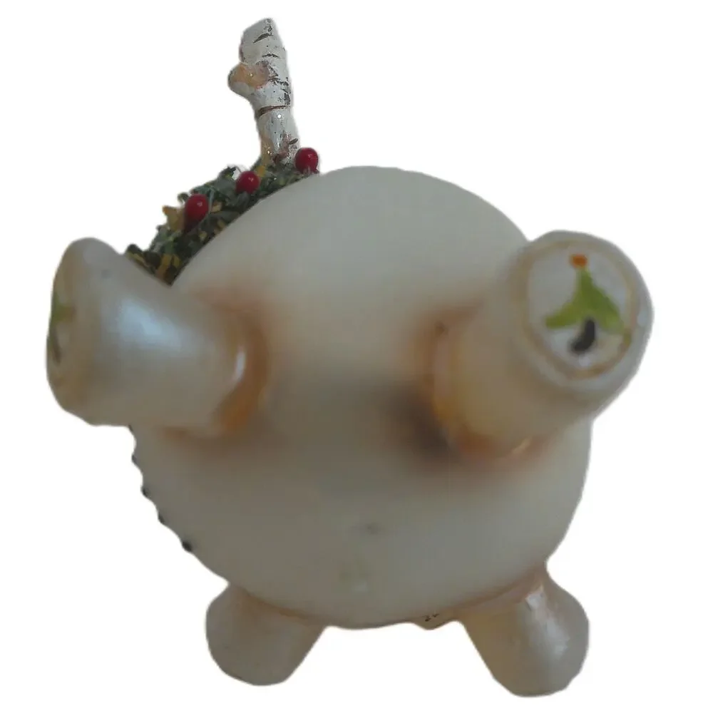 Vintage Department 56 Mercury Glass Christmas Roly Poly Moose Ornament
